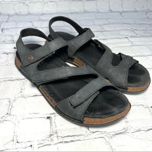 La Plume Black Leather Sandal Sz 38